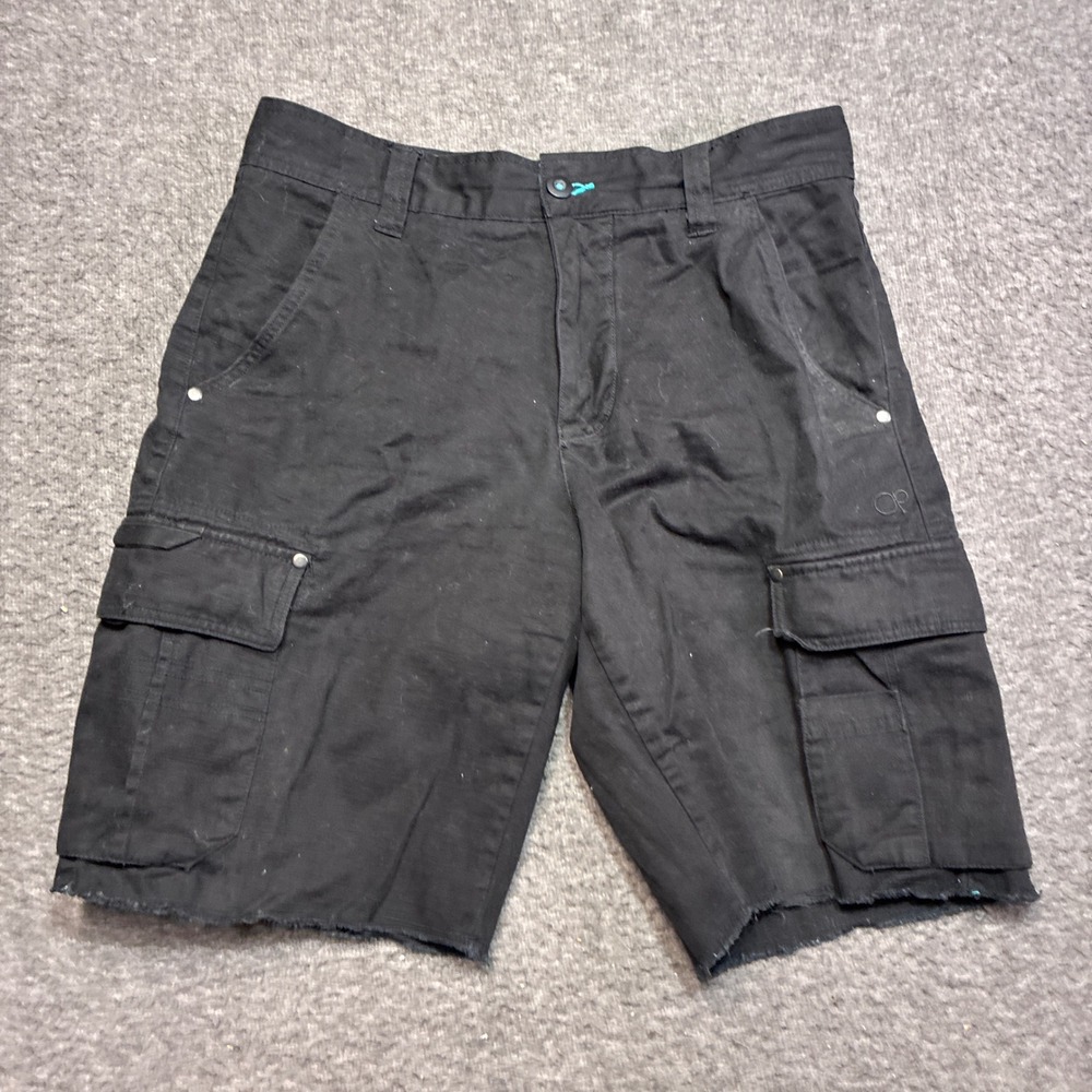 OP Cargo Shorts Mens 32 Black Cut Off‎ Raw Hem Casual Beach Surf Skate